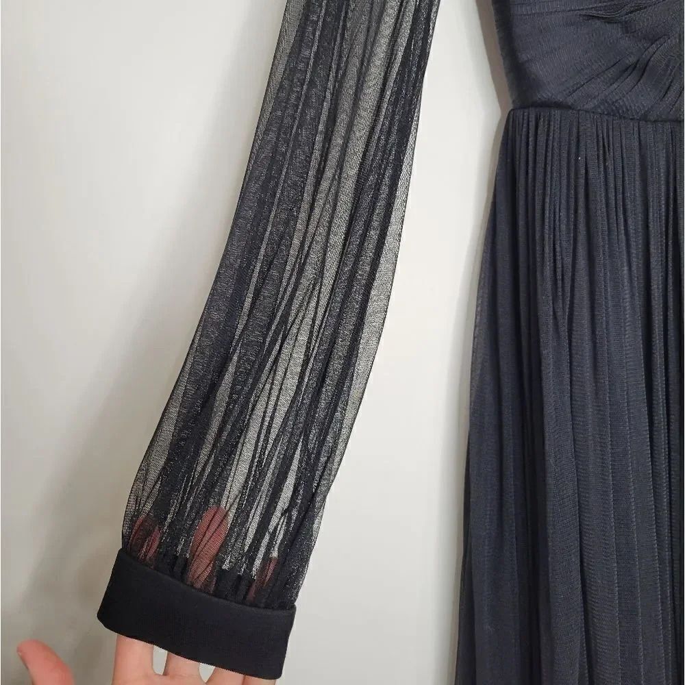 Cristallini Long Sleeve Silk Tulle Dress, Black L - Picture 9 of 12